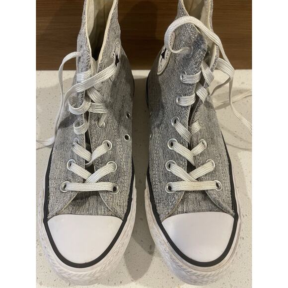 Converse All Star Gray Sparkle Hi Top Sneakers Size 5 - Picture 12 of 13